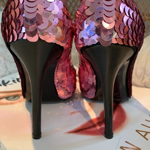 D&G Dolce & Gabbana - Pink Sequin Peep Toe Heel - Picture 4 of 14
